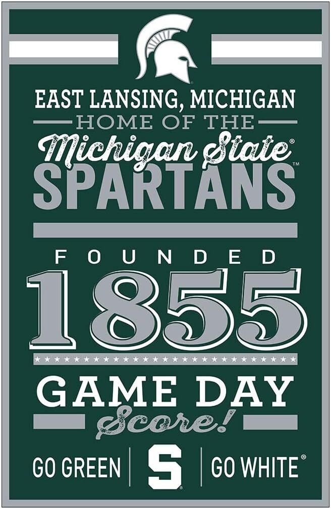 Michigan State Spartans Sign 11x17 Wood Established