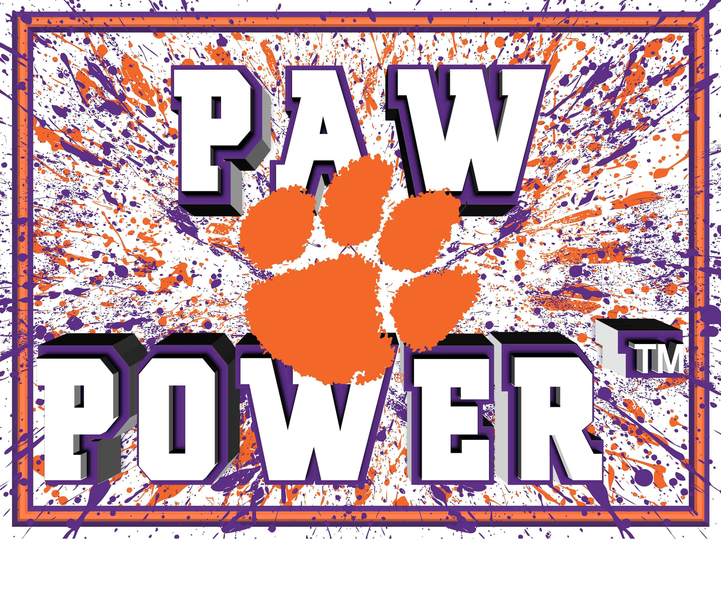 Clemson Tigers 3D Art Print 12x16 Splatter