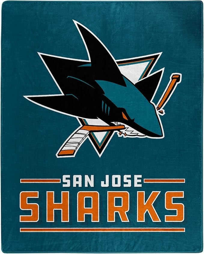 San Jose Sharks Blanket 50x60 Raschel Interference Design