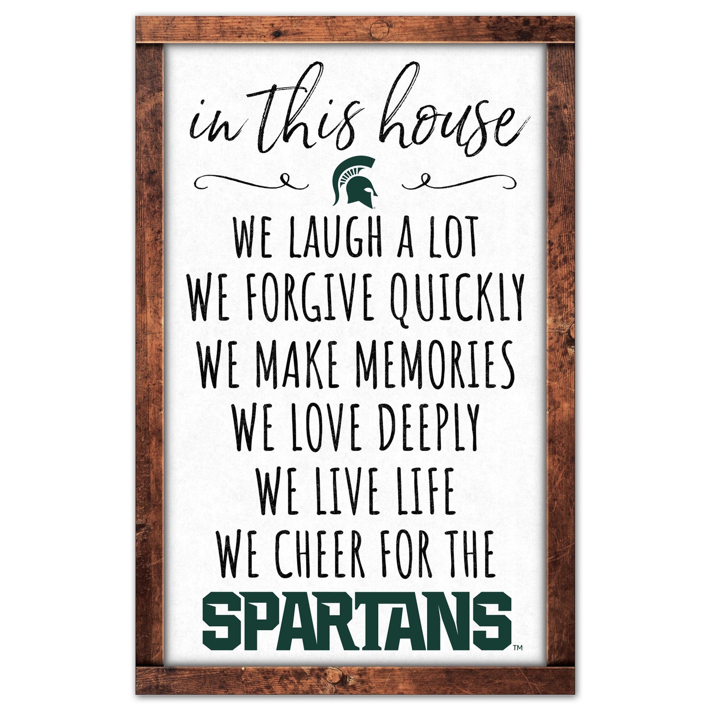 Michigan State Spartans Sign 11x17 Wood In This House