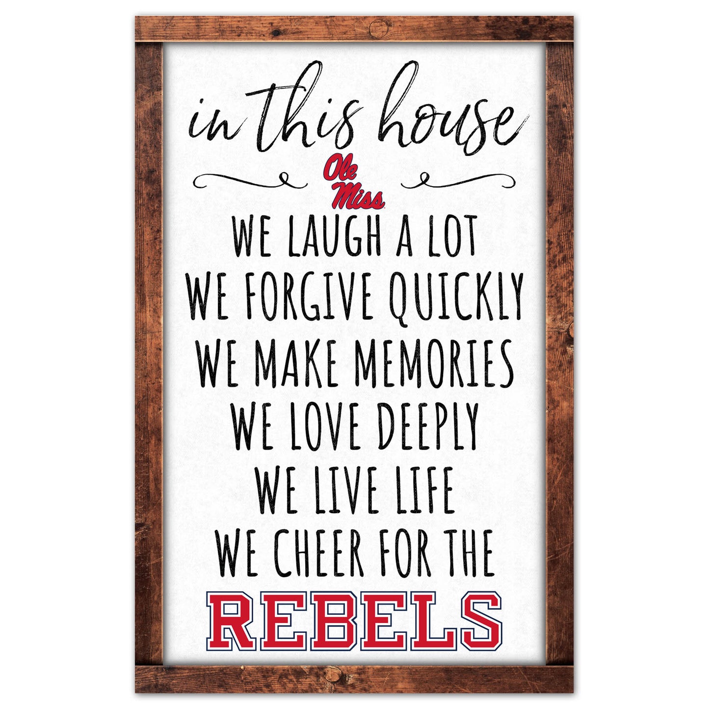 Mississippi Rebels Sign 11x17 Wood In This House