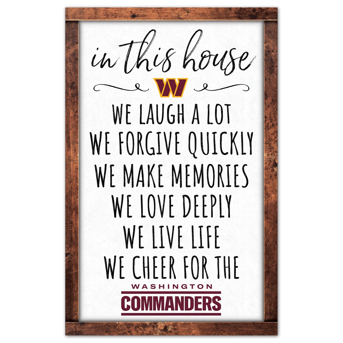 Washington Commanders Sign 11x17 Wood In This House