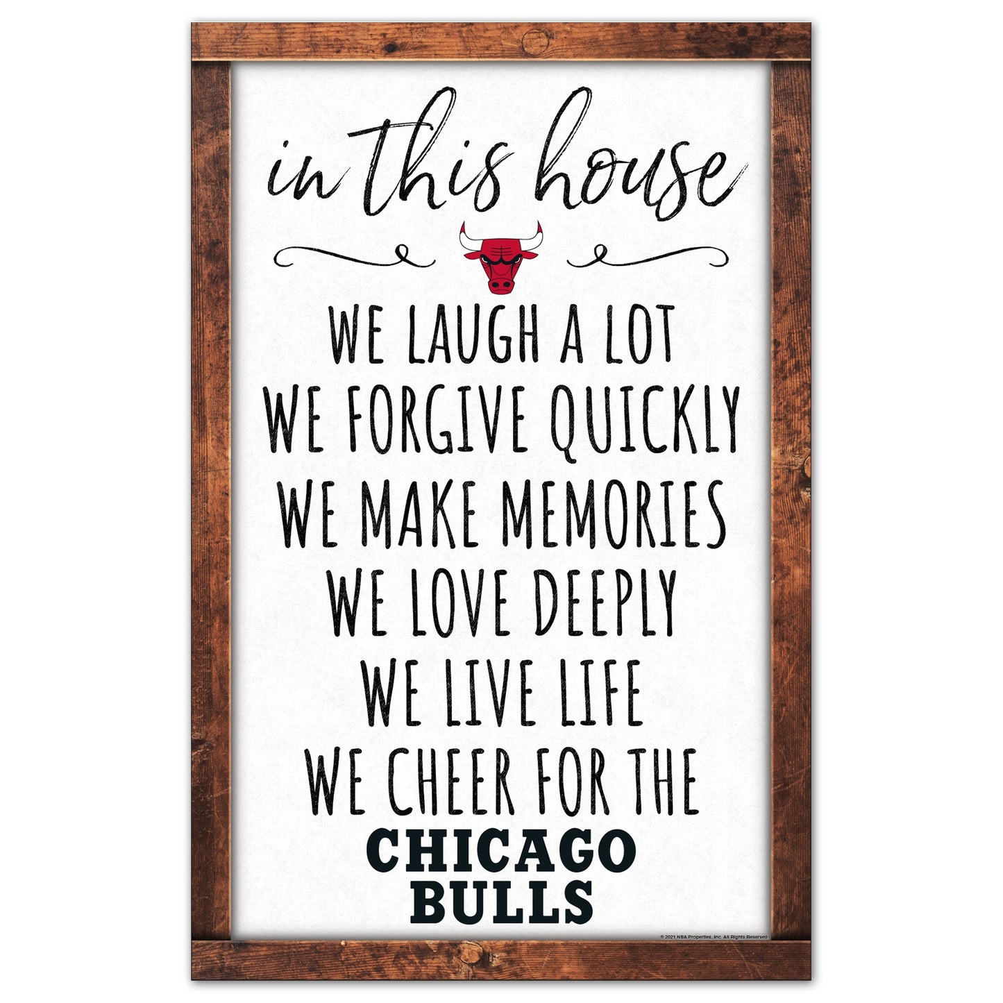 Chicago Bulls Sign 11x17 Wood In This House