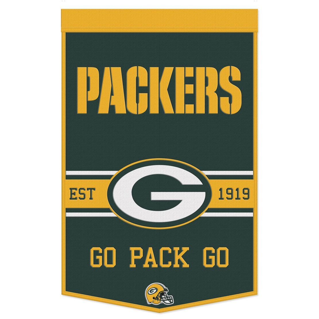 Green Bay Packers Banner Wool 24x38 Dynasty Slogan Design - Special Order