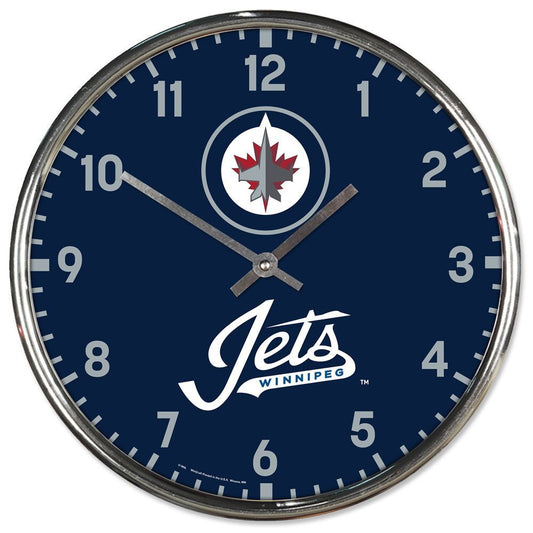 Winnipeg Jets Clock Round Wall Style Chrome