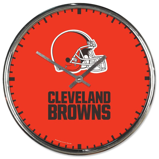 Cleveland Browns Clock Round Wall Style Chrome