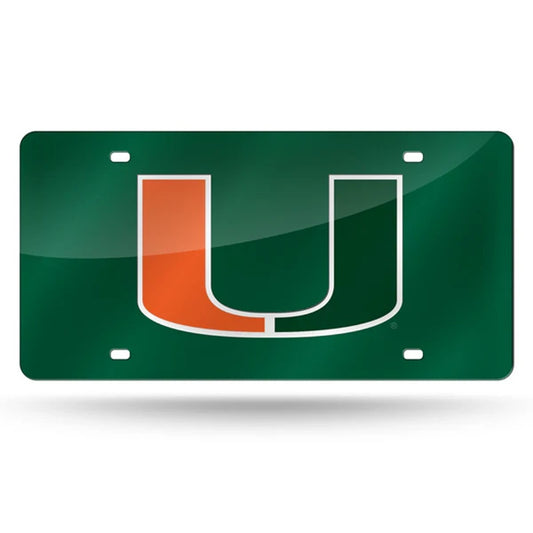Miami Hurricanes License Plate Laser Cut Green