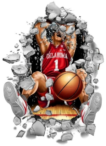 Oklahoma Sooners Decal Wallcrasher Basketball 3 Foot