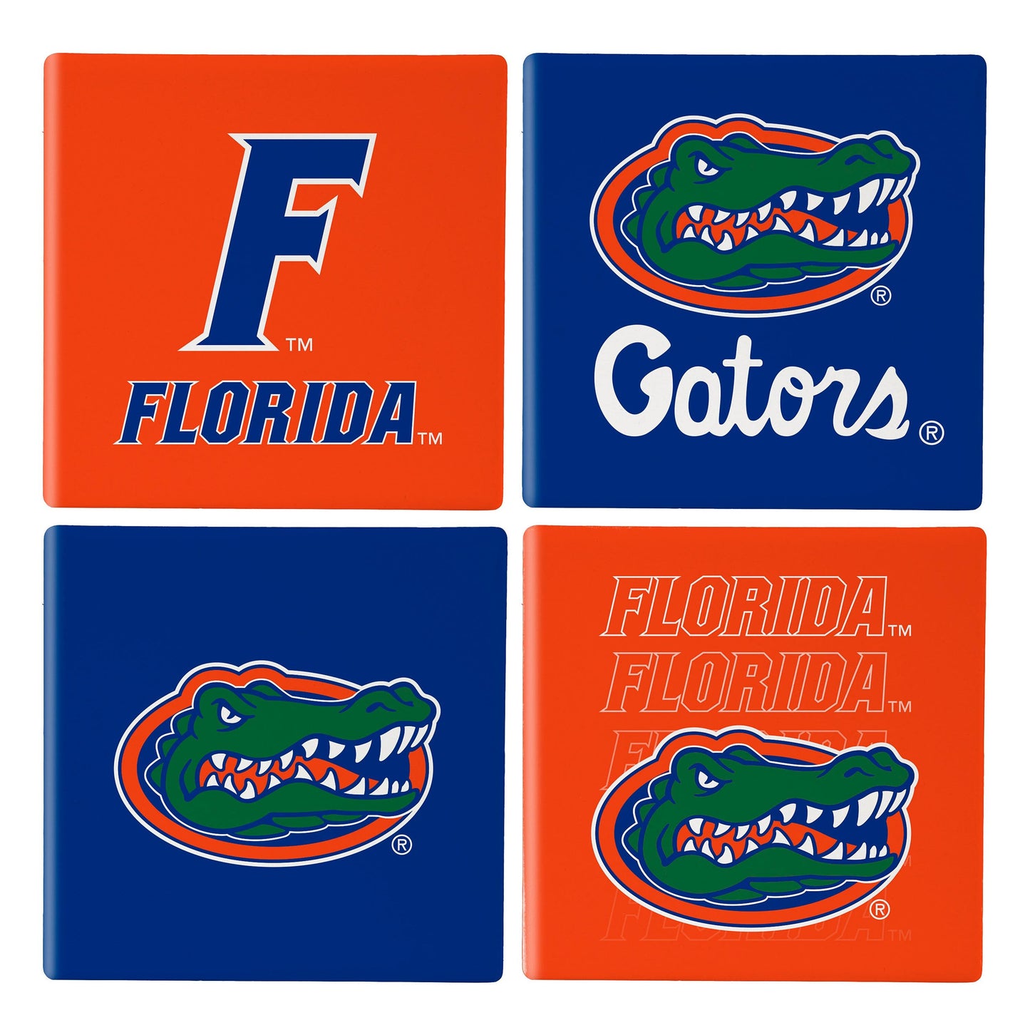 Florida Gators Coaster Set 4 Piece with Wood Caddy
