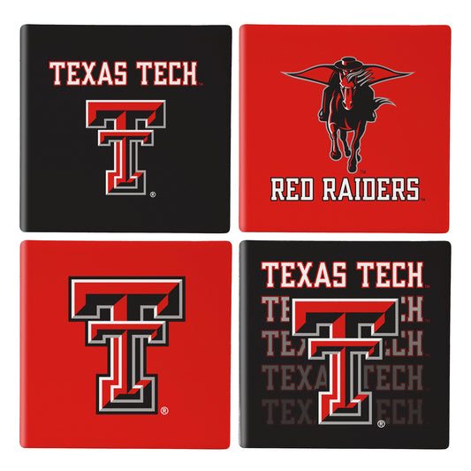 Texas Tech Red Raiders Coaster Set 4 Piece with Wood Caddy