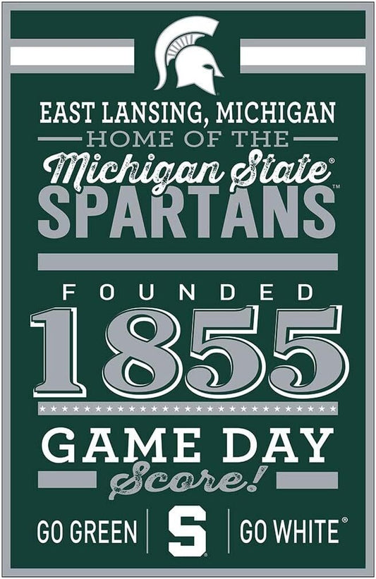 Michigan State Spartans Sign 11x17 Wood Established