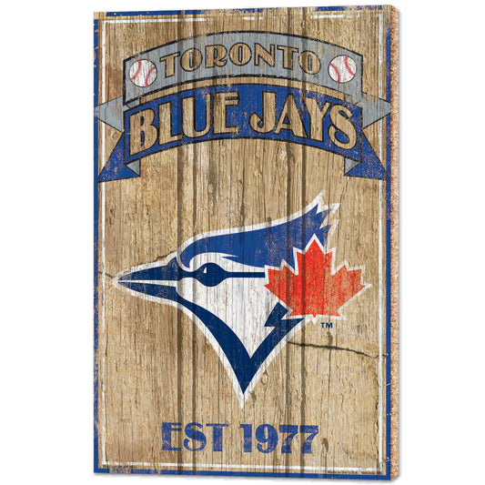 Toronto Blue Jays Sign 15x24 Wood Established