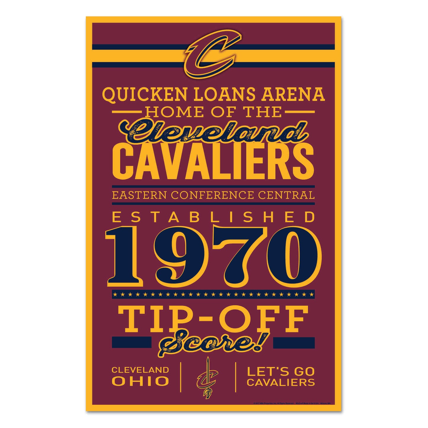Cleveland Cavaliers Sign 11x17 Wood Established Design