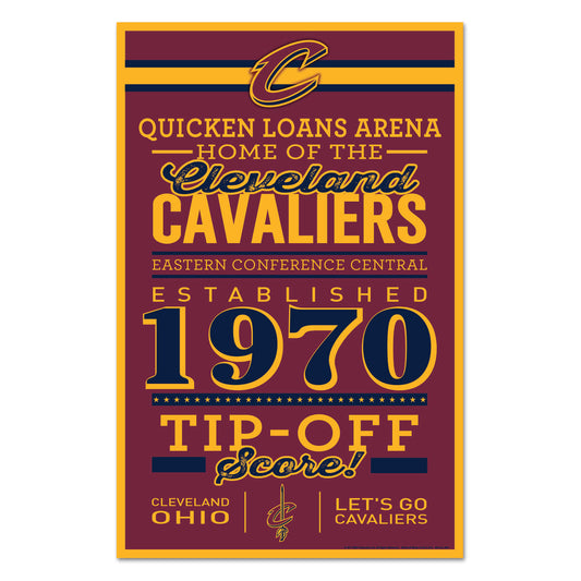 Cleveland Cavaliers Sign 11x17 Wood Established Design