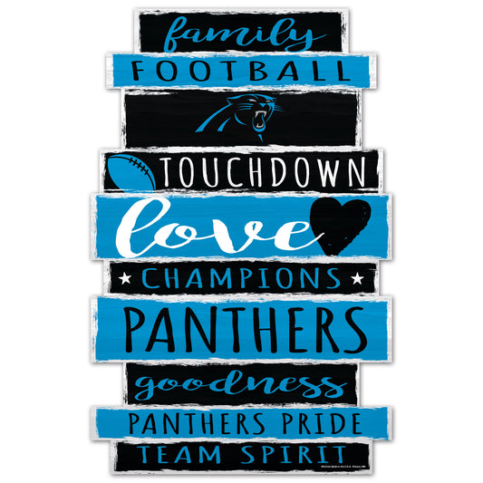 Carolina Panthers Sign 11x17 Wood Family Word