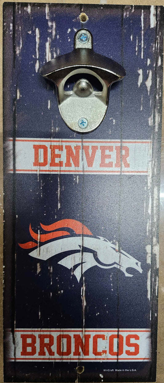 Denver Broncos Sign Wood 5x11 Bottle Opener Alternate