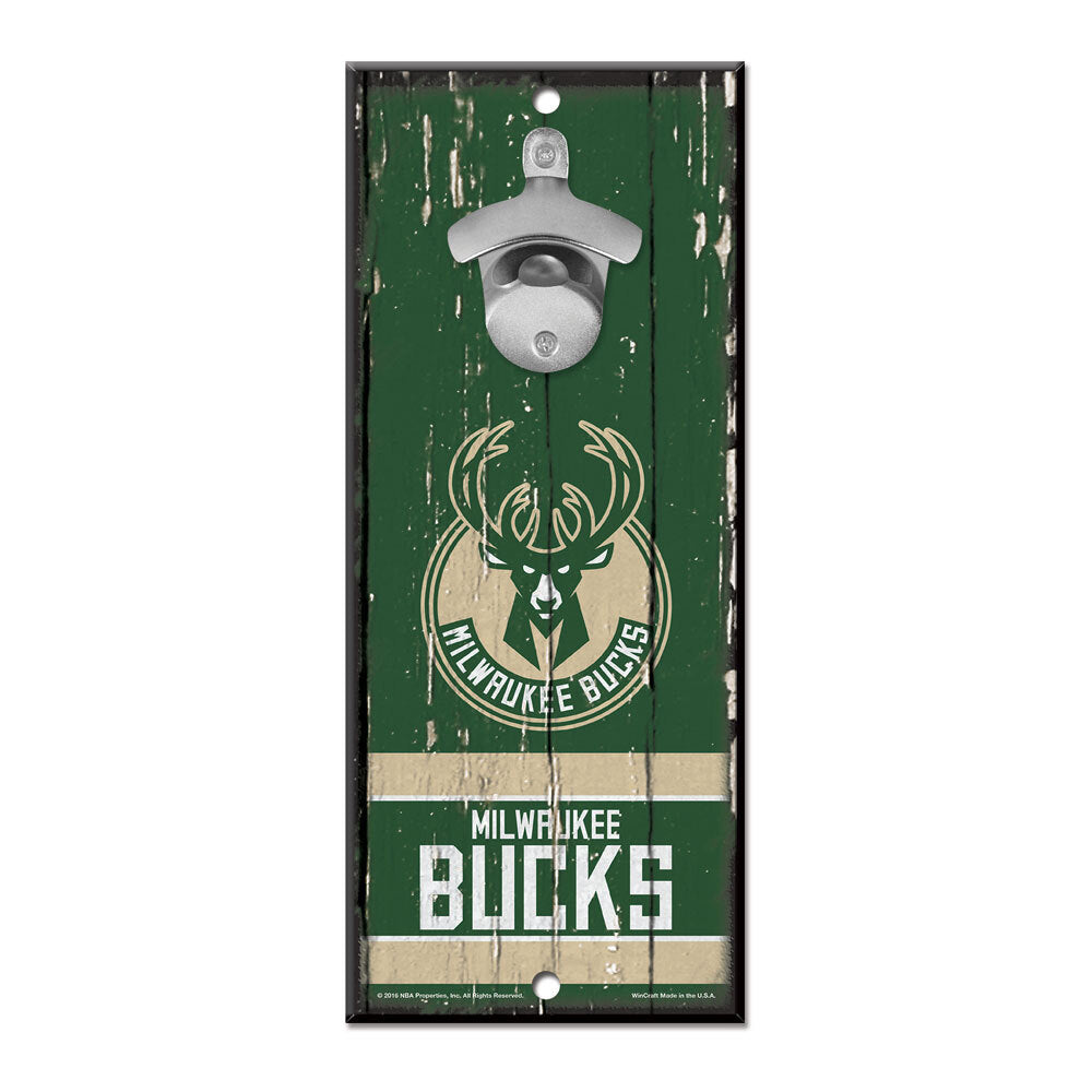 Milwaukee Bucks Sign Wood 5x11 Bottle Opener