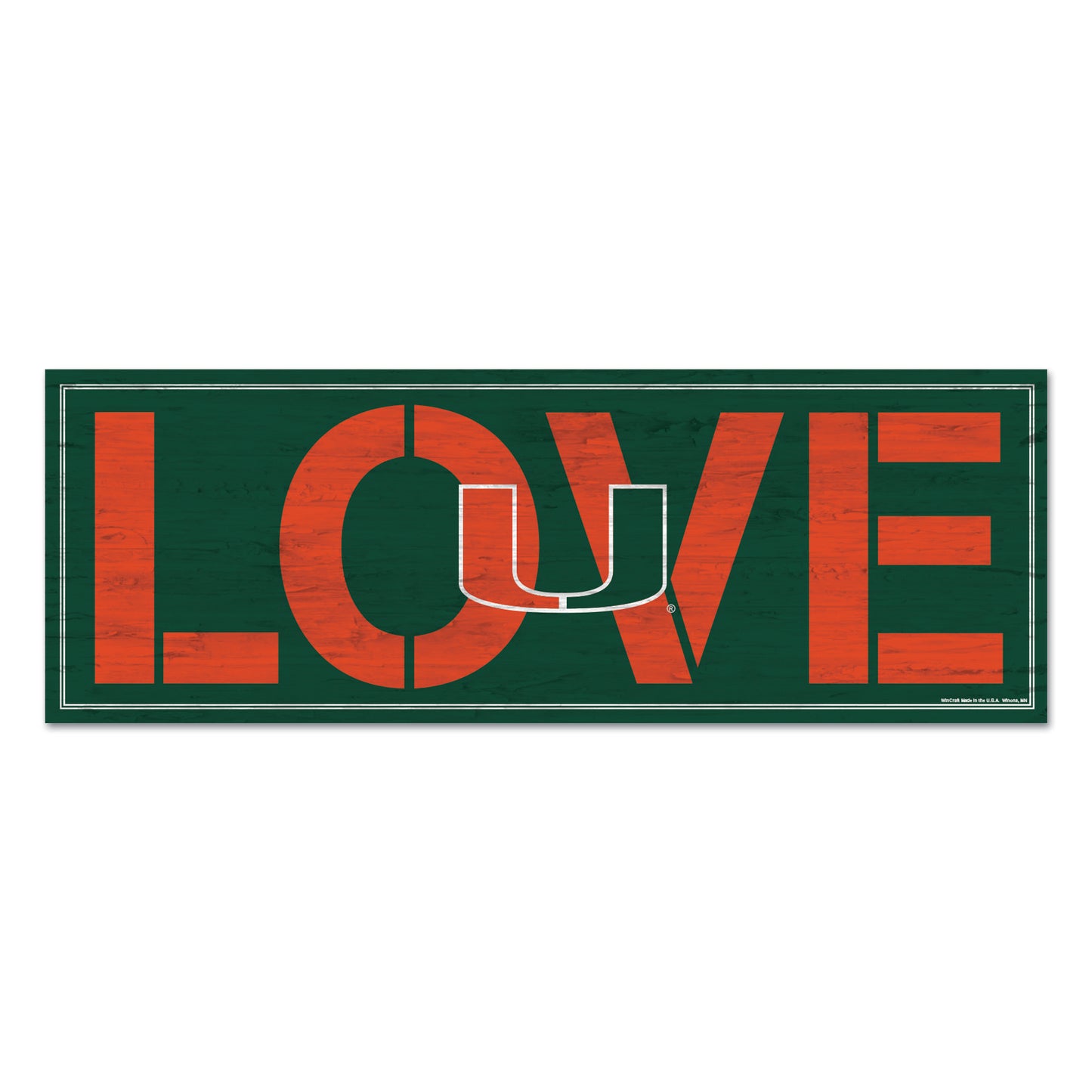 Miami Hurricanes Sign 8x23 Wood Love