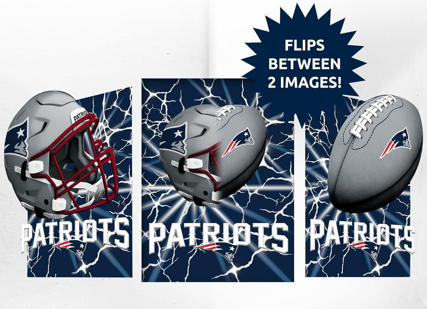 New England Patriots 3D Art Print 12x16 Lightning Flip