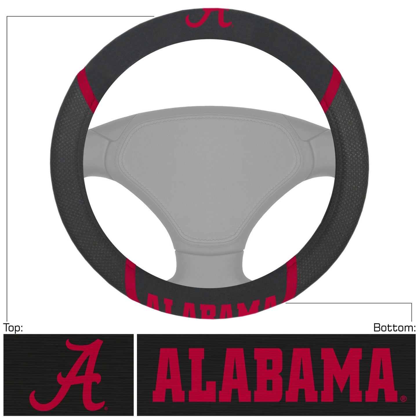 Alabama Crimson Tide Steering Wheel Cover Mesh/Stitched