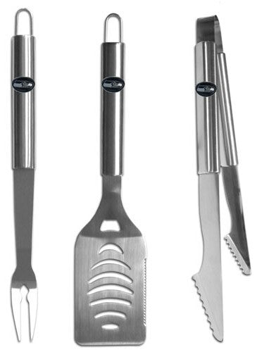 Seattle Seahawks Utensil Set Grilling BBQ Stainless Steel 3 Piece