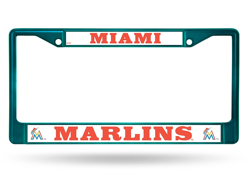 Miami Marlins License Plate Frame Metal Aqua - Special Order
