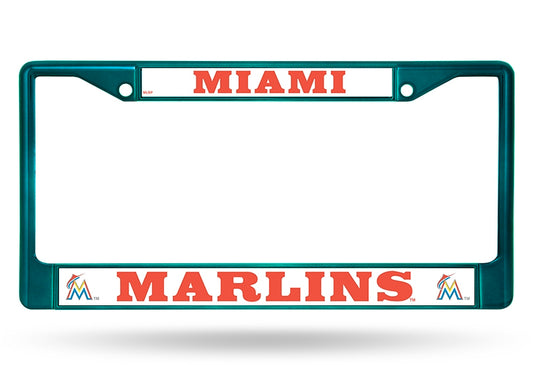 Miami Marlins License Plate Frame Metal Aqua - Special Order