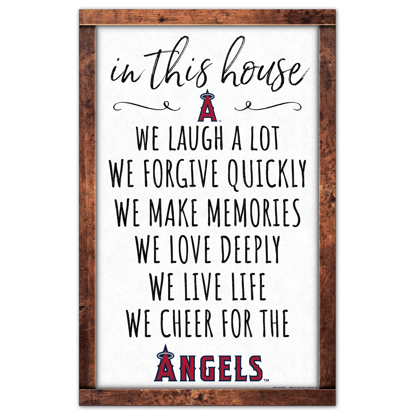 Los Angeles Angels Sign 11x17 Wood In This House