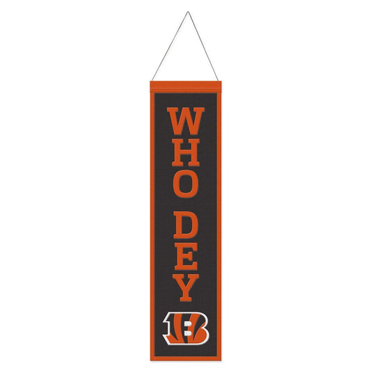 Cincinnati Bengals Banner Wool 8x32 Heritage Slogan Design - Special Order