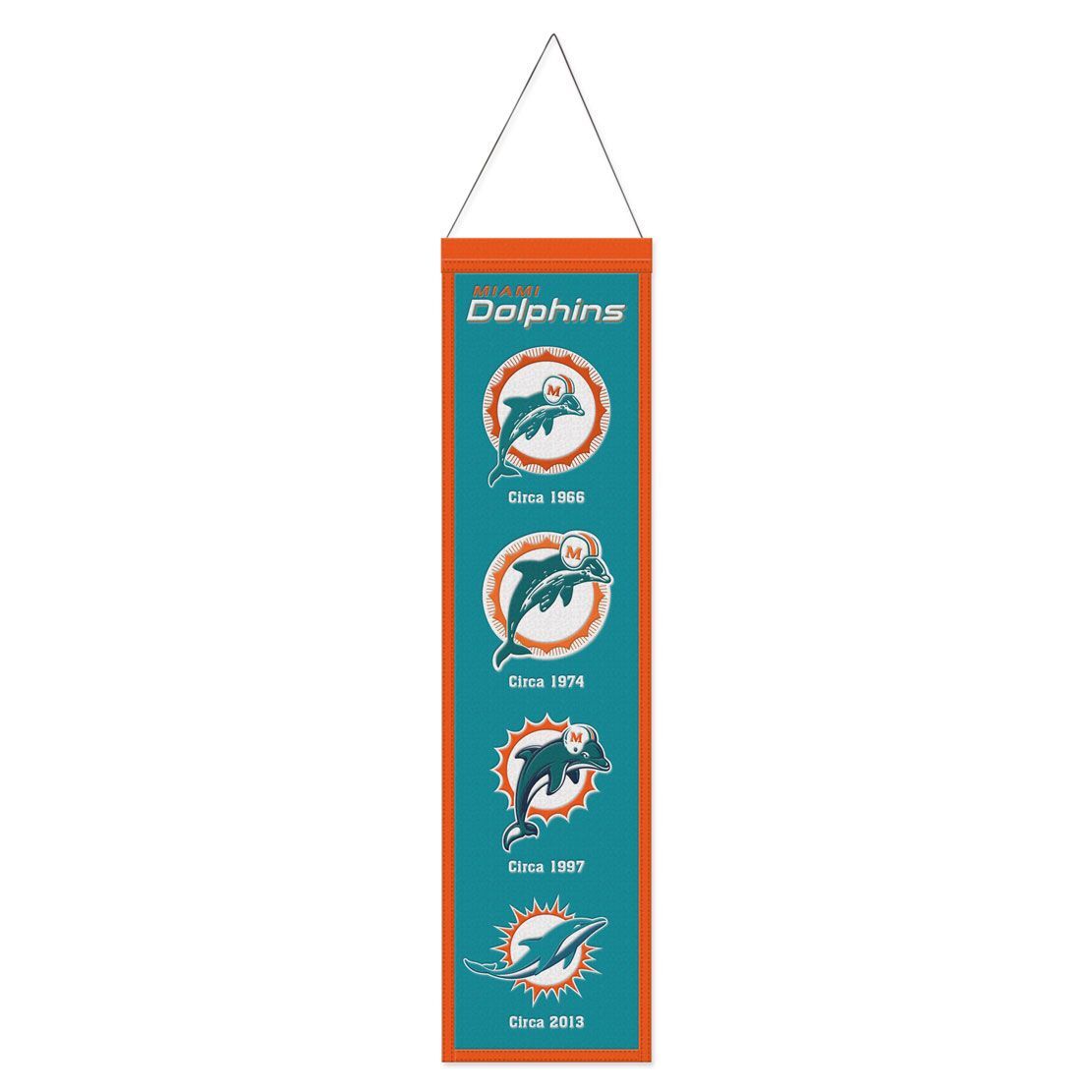 Miami Dolphins Banner Wool 8x32 Heritage Evolution Design