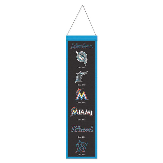 Miami Marlins Banner Wool 8x32 Heritage Evolution Design - Special Order
