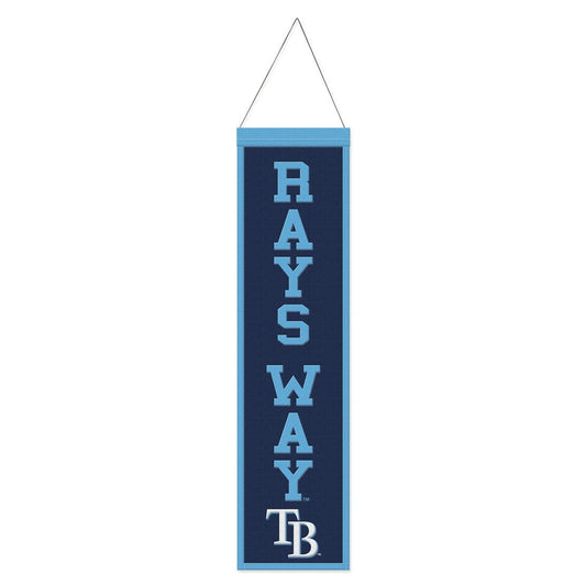 Tampa Bay Rays Banner Wool 8x32 Heritage Slogan Design - Special Order