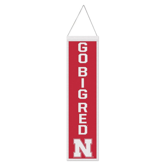 Nebraska Cornhuskers Banner Wool 8x32 Heritage Slogan Design - Special Order