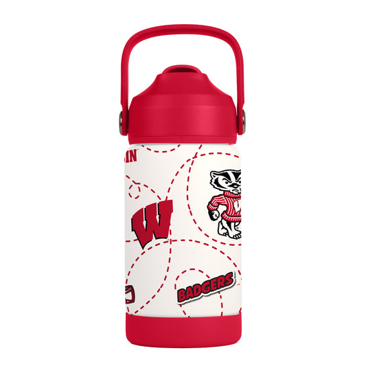 Wisconsin Badgers Kids Bottle 12oz Stainless Steel Mascot